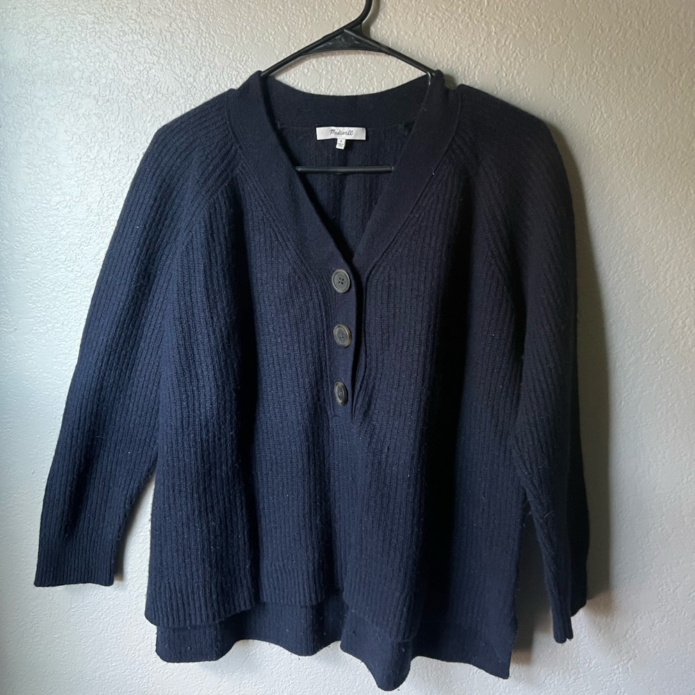 Madewell Navy 3-Button Sweater